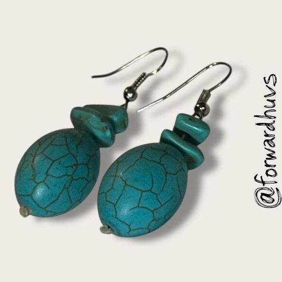 Bundle Sale 3 for $15 | Faux Turquoise and Metal Dangle Earrings - Picture 3 of 7